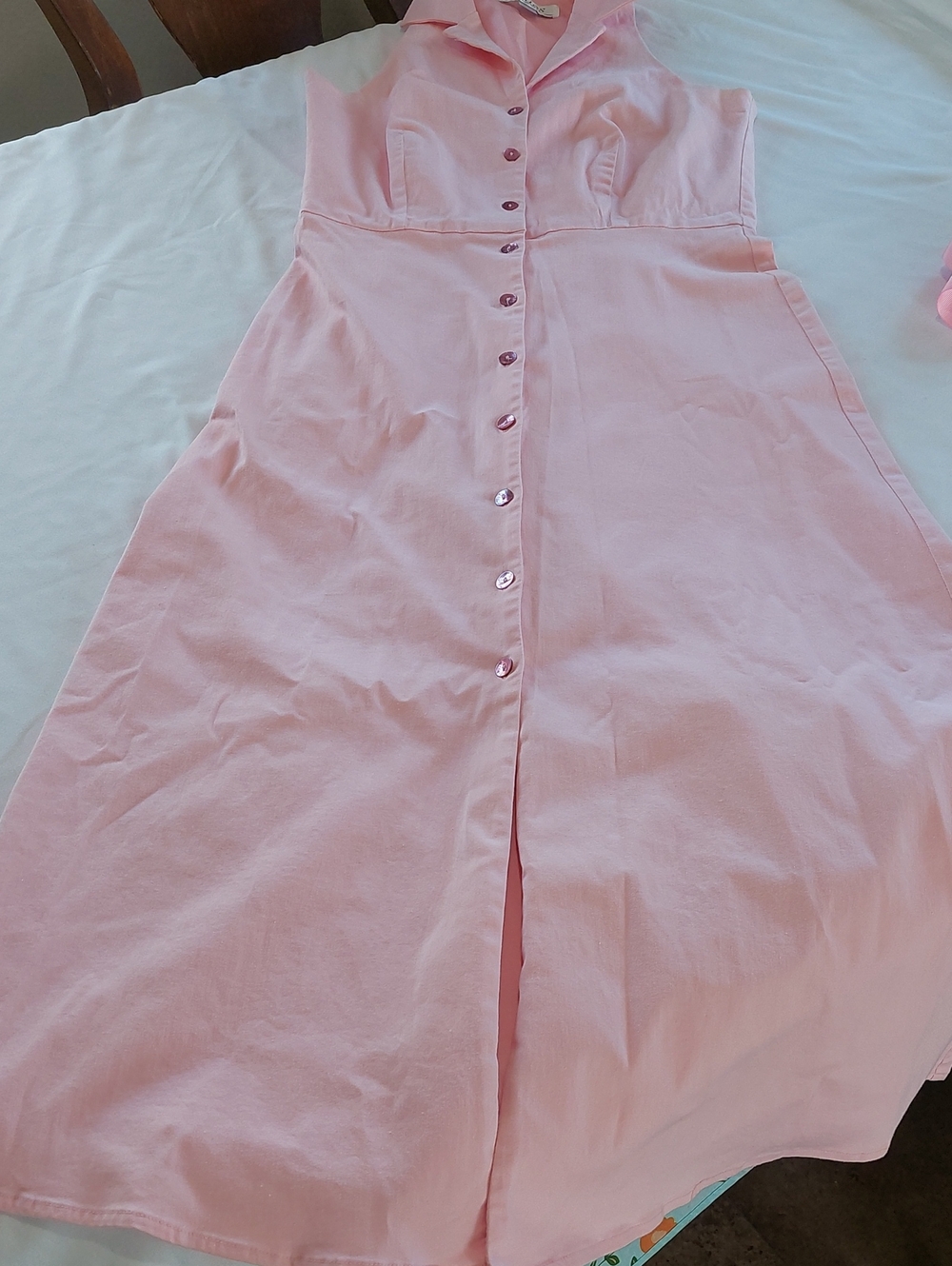 Clues Collection Sleeveless Pink Button-Front Cotton Maxi Dress.Size 8